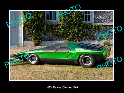 OLD LARGE HISTORIC PHOTO OF 1968 ALFA ROMERO CARABO LAUNCH PRESS PHOTO 1