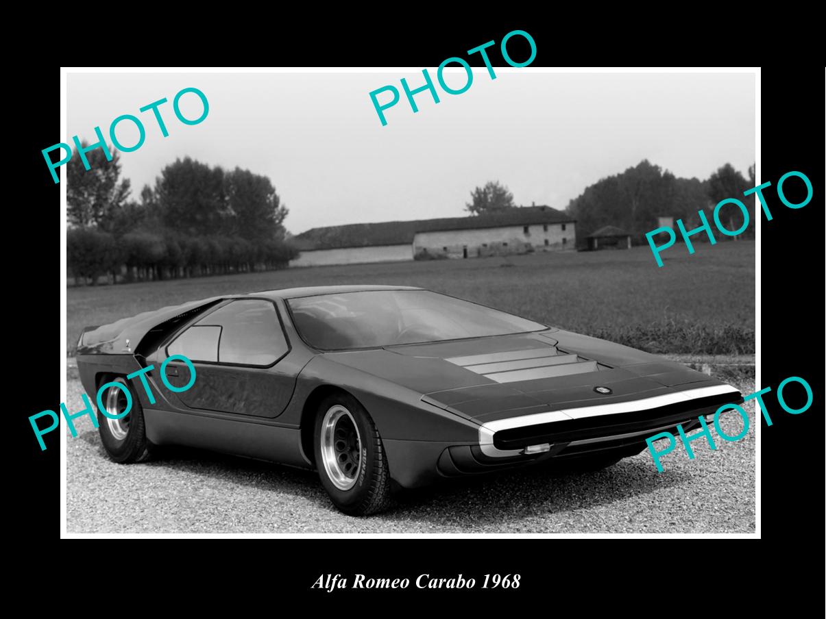 OLD LARGE HISTORIC PHOTO OF 1968 ALFA ROMERO CARABO LAUNCH PRESS PHOTO 2