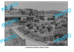 LARGE PHOTO OF OLD CASTLEMAINE RAILWAY STATION, 1940s 1