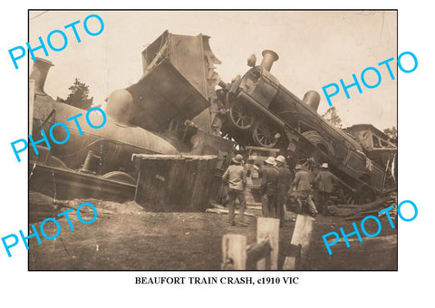 LARGE PHOTO OF OLD BEAUFORT TRAIN CRASH 1910 VICTORIA 1