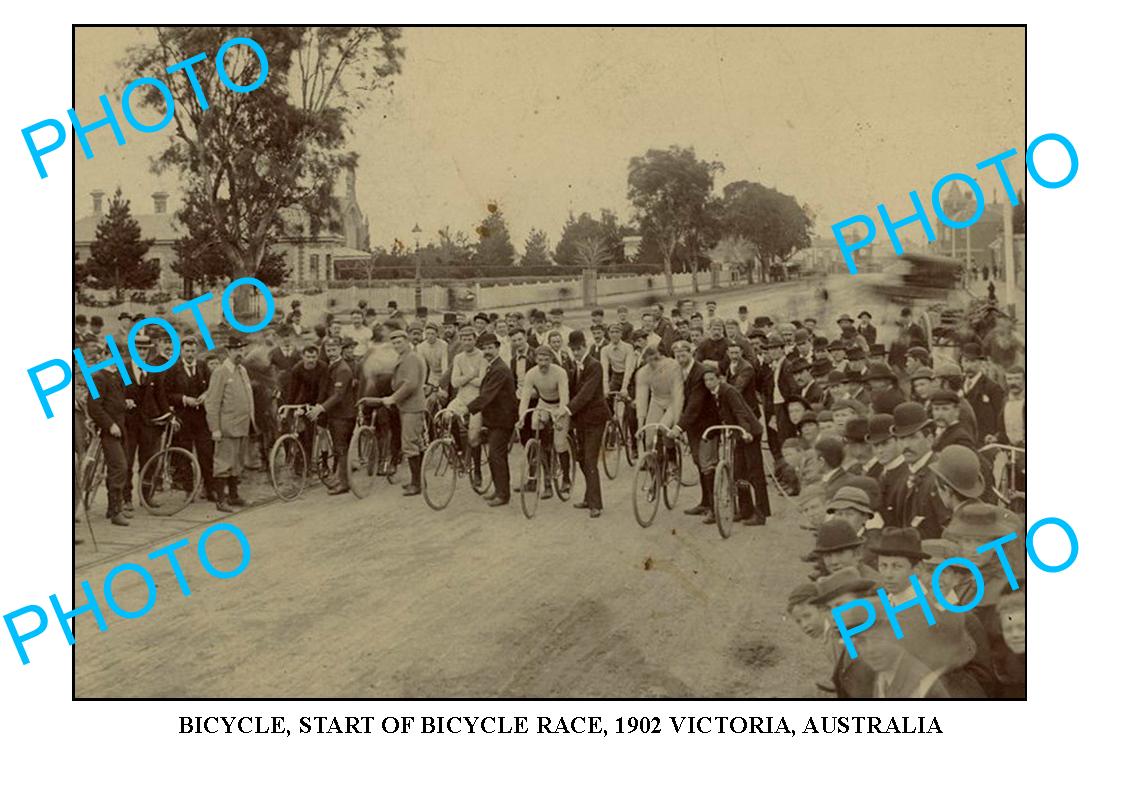LARGE OLD PHOTO OF START OF BICYCLE RACE, c1902, AUST