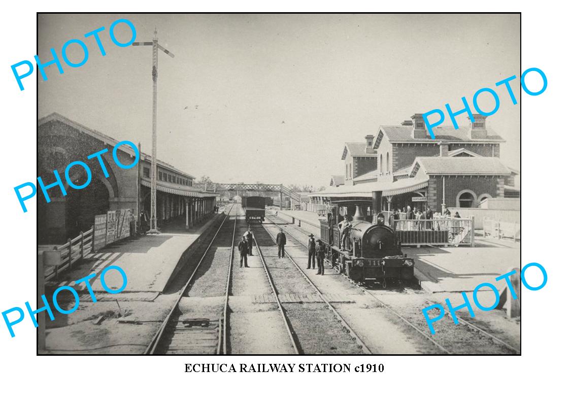 LARGE PHOTO OF OLD ECHUCA RAILWAY STATION c1910, VIC