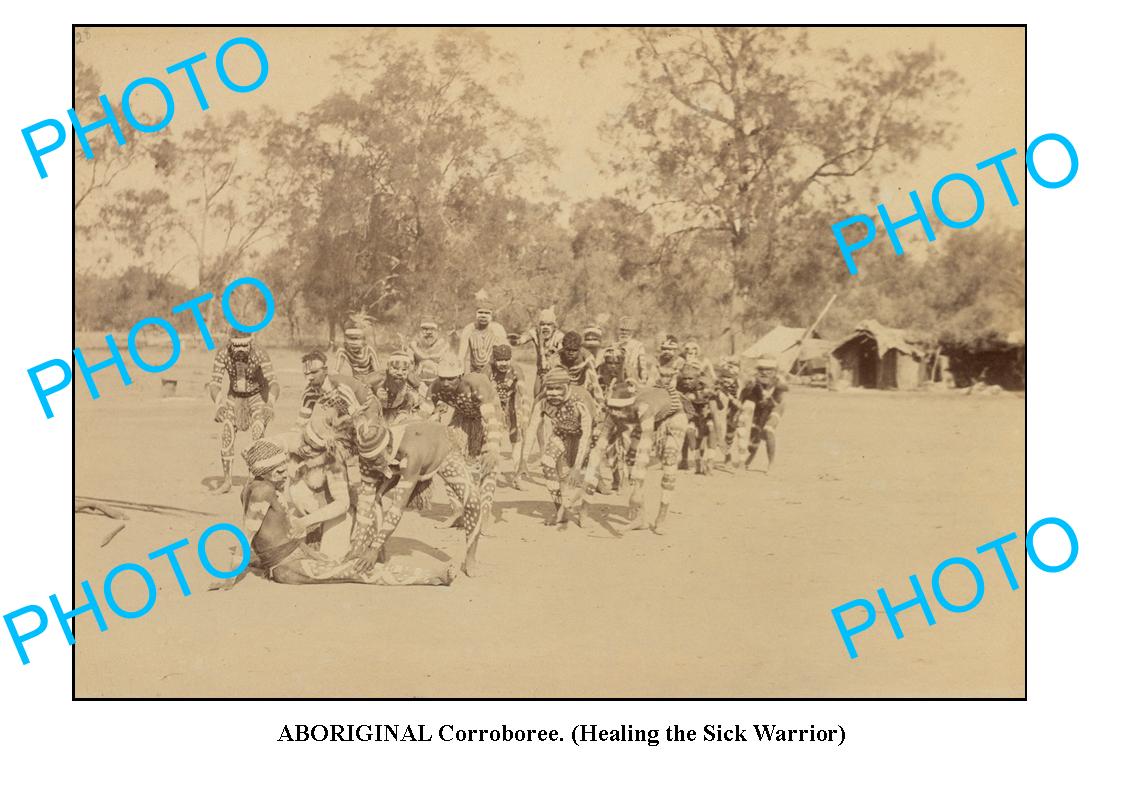 OLD ABORIGINAL LARGE PHOTO CORROBOREE, HEALING c1900