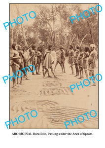 OLD ABORIGINAL LARGE PHOTO, BORA RITE, ARCH OF SPEARS