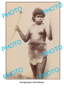 OLD ABORIGINAL LARGE PHOTO, GIRL WITH HELIEMAN c1900