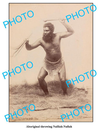 OLD ABORIGINAL LARGE PHOTO THROWING NULLAH NULLAH c1900