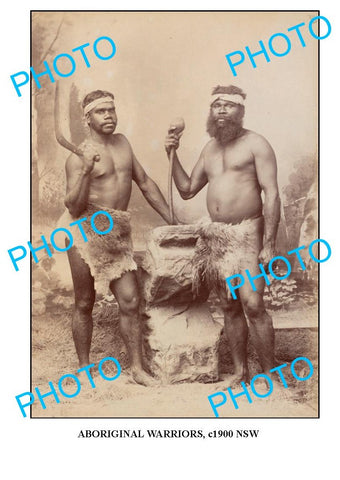 OLD ABORIGINAL LARGE PHOTO, 2 YOUNG WARRIORS, NSW c1900