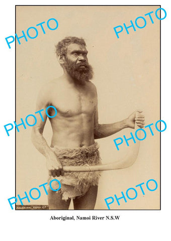 OLD ABORIGINAL LARGE PHOTO, BOOMERANG MAN NAMOI RIVER