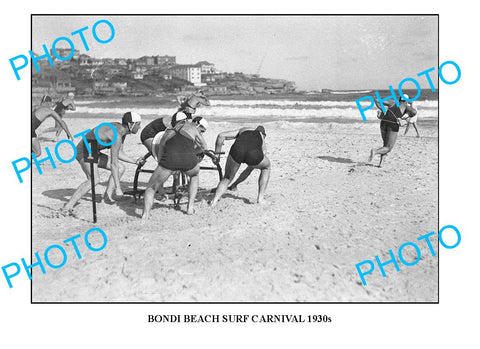 OLD LARGE PHOTO BONDI BEACH SURF CARNIVAL c1930 2