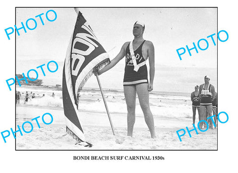 OLD LARGE PHOTO BONDI BEACH SURF CARNIVAL c1930 3