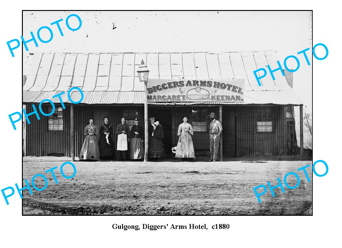 OLD LARGE PHOTO GULGONG NSW, DIGGERS ARMS HOTEL c1880