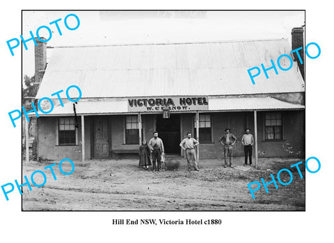 OLD LARGE PHOTO HILL END NSW, VICTORIA HOTEL c1880