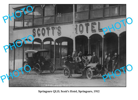 OLD LARGE PHOTO SPRINGSURE QLD, SCOTTS HOTEL c1912