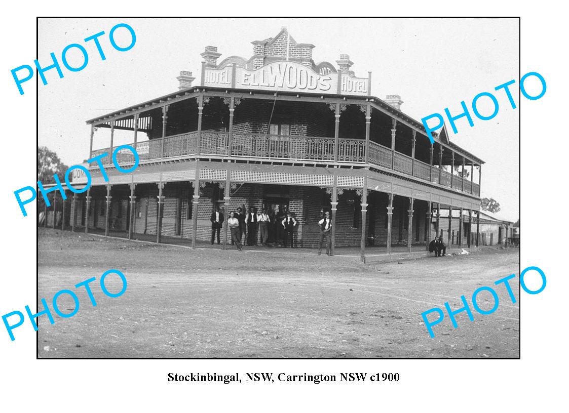 OLD LARGE PHOTO STOCKINBINGAL NSW, ELWOODS HOTEL c1900