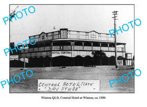 OLD LARGE PHOTO WINTON QLD, CENTRAL HOTEL c1930