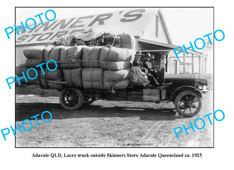 OLD LARGE PHOTO ADAVALE QLD, SKINNERS STORE WOOL TRUCK