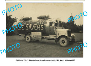 OLD LARGE PHOTO, LIFE SAVERS ADVERTISING TRUCK c1930