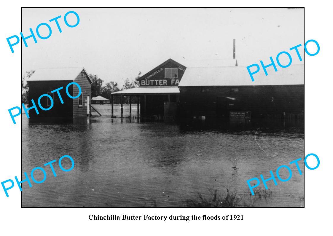 OLD LARGE PHOTO QLD, CHINCHILLA DAIRY BUTTER FACTORY, 1921 FLOODS