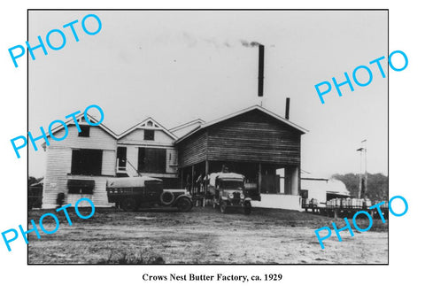 OLD LARGE PHOTO QLD, CROWS NEST DAIRY  BUTTER FACTORY c1929