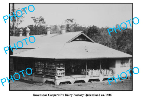 OLD LARGE PHOTO QLD, RAVENSHOE DAIRY BUTTER FACTORY c1935