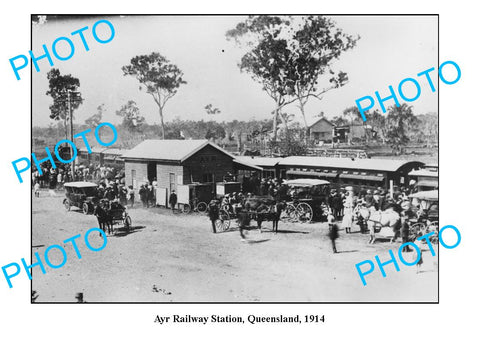 OLD LARGE PHOTO QLD, AYR RAILWAY STATION c1914