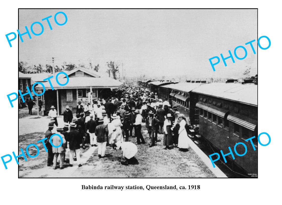 OLD LARGE PHOTO QLD, BABINDA RAILWAY STATION c1918