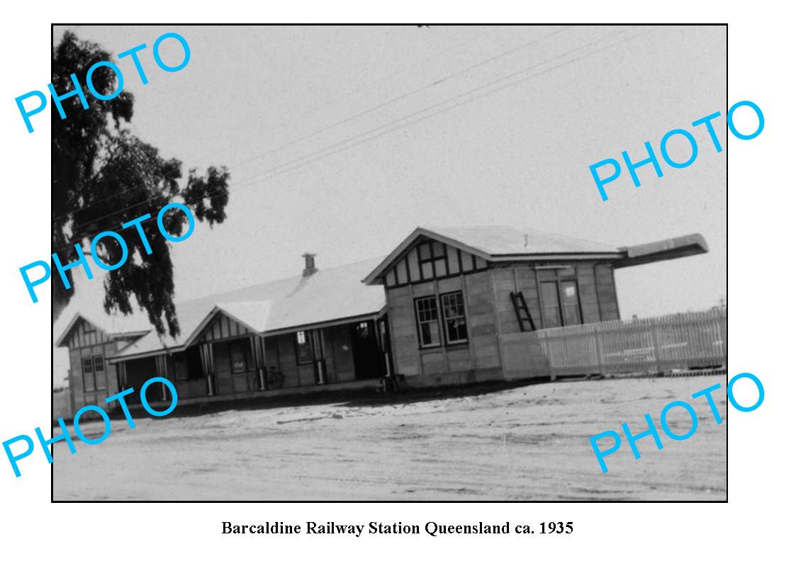 OLD LARGE PHOTO QLD, BARCALDINE RAILWAY STATION c1935