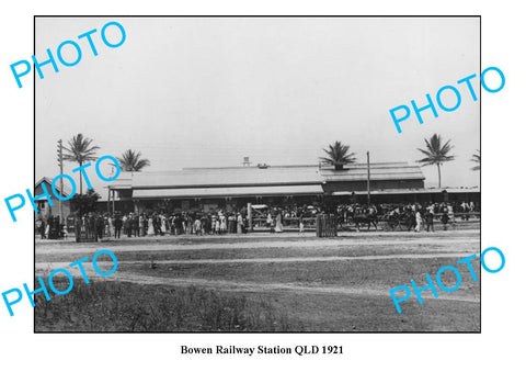 OLD LARGE PHOTO QLD, BOWEN RAILWAY STATION c1921