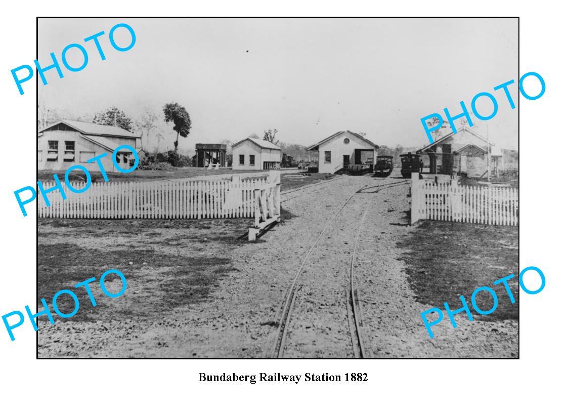 OLD LARGE PHOTO QLD, BUNDABERG RAILWAY STATION c1882