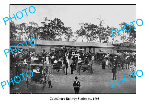 OLD LARGE PHOTO QLD, CABOOLTURE RAILWAY STATION c1908