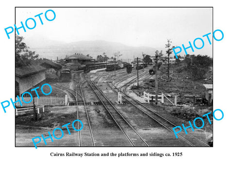 OLD LARGE PHOTO QLD, CAIRNS RAILWAY STATION c1925