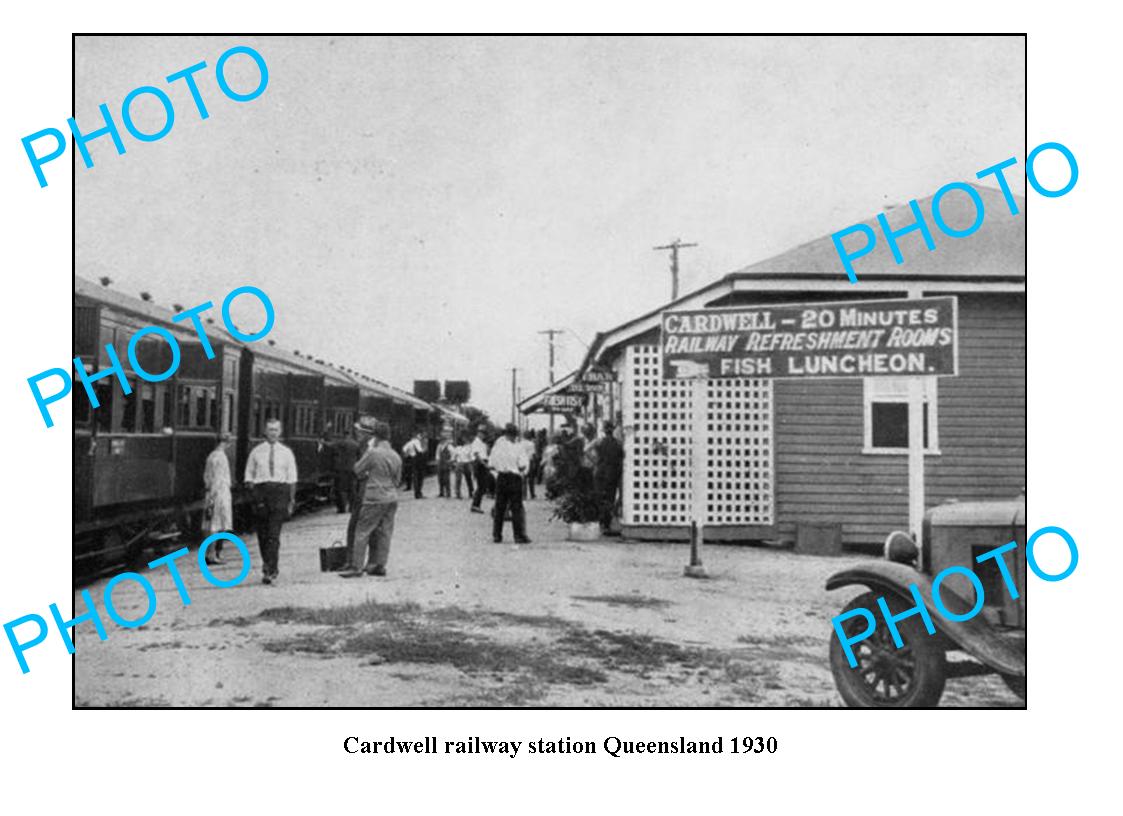 OLD LARGE PHOTO QLD, CARDWELL RAILWAY STATION c1930