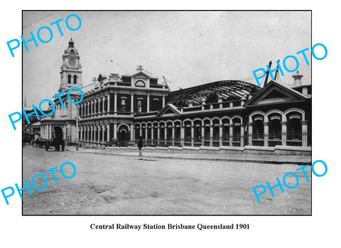 OLD LARGE PHOTO QLD, BRISBANE CENTRAL RAILWAY STATION c1901