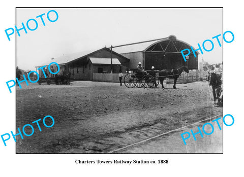 OLD LARGE PHOTO QLD, CHARTERS TOWERS RAILWAY STATION c1888