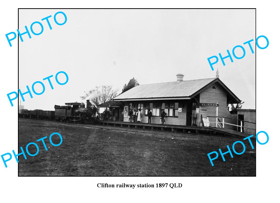 OLD LARGE PHOTO QLD, CLIFTON RAILWAY STATION c1897