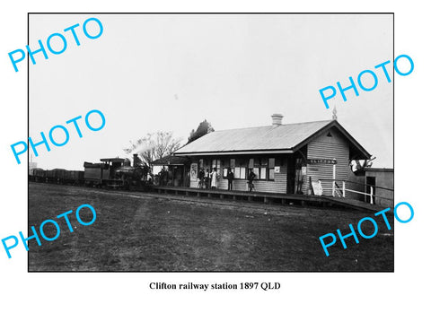 OLD LARGE PHOTO QLD, CLIFTON RAILWAY STATION c1897