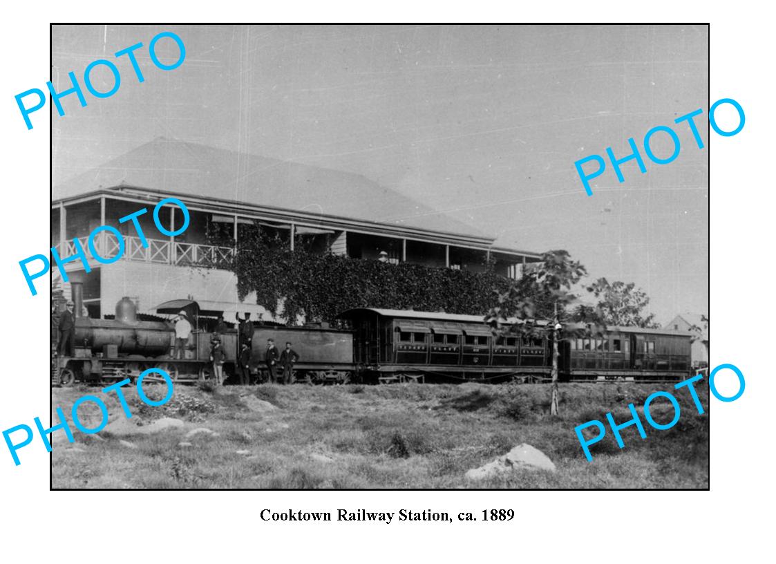 OLD LARGE PHOTO QLD, COOKTOWN RAILWAY STATION c1889