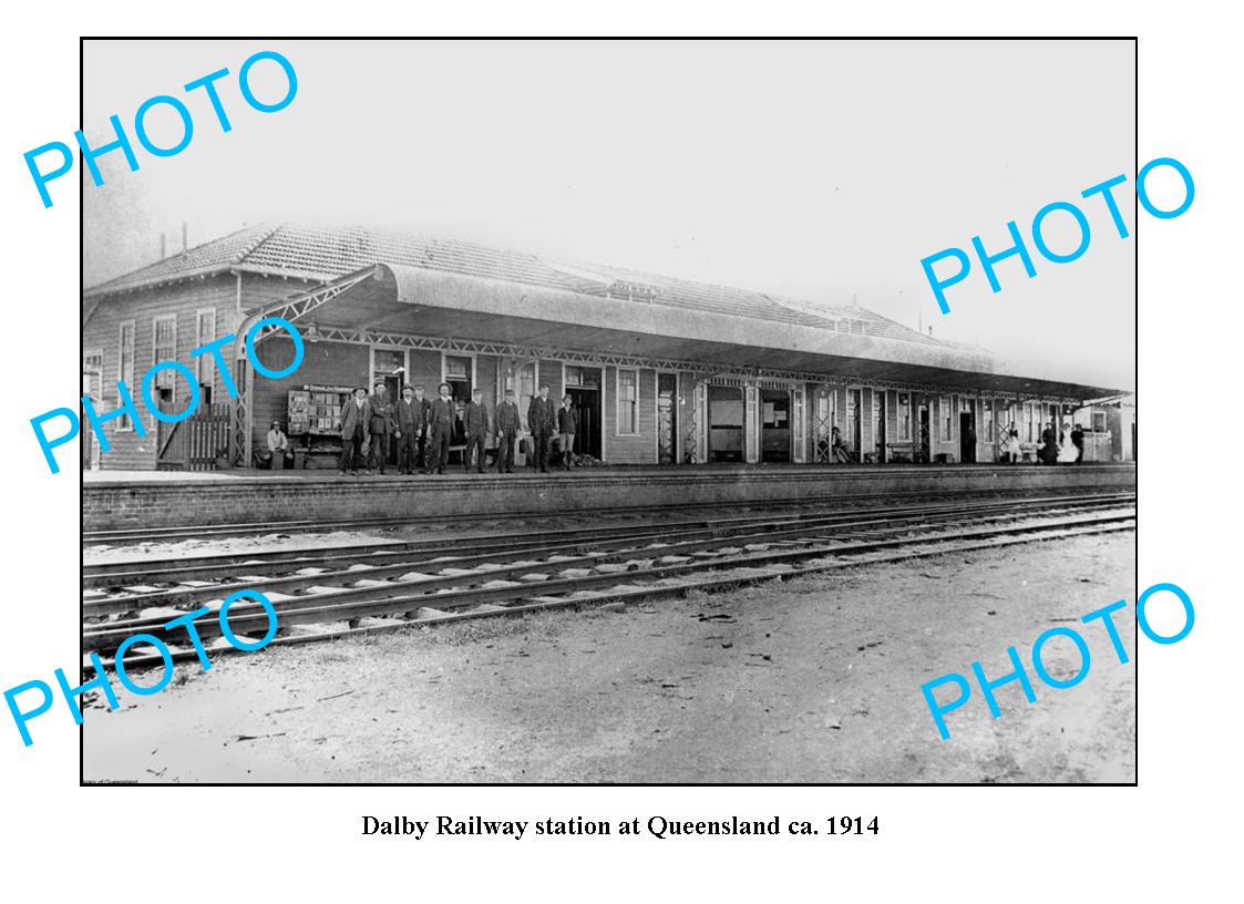 OLD LARGE PHOTO QLD, DALBY RAILWAY STATION  c1914