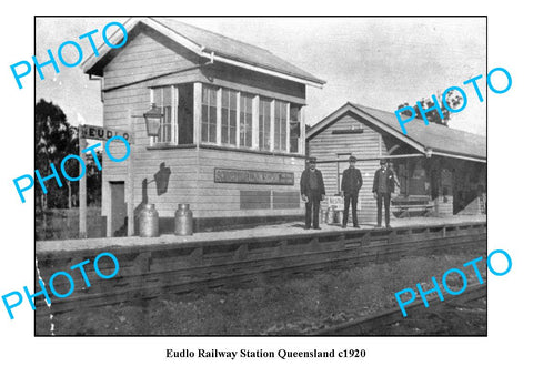 OLD LARGE PHOTO QLD, EUDLO RAILWAY STATION c1920