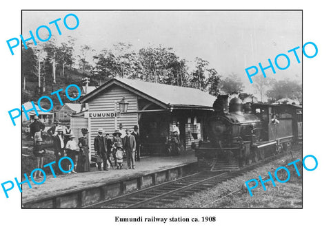 OLD LARGE PHOTO QLD, EUMUNDI RAILWAY STATION c1908