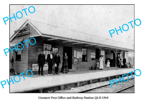 OLD LARGE PHOTO QLD, GOOMERI RAILWAY STATION c1910