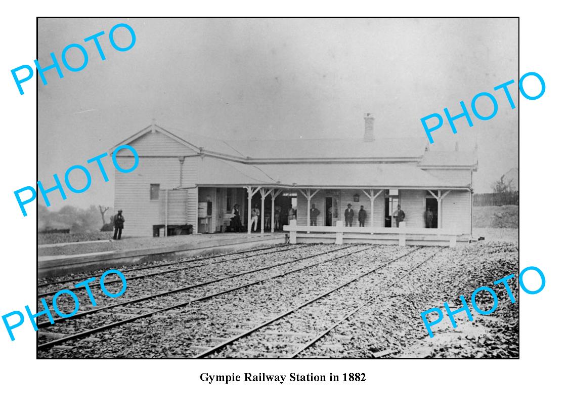 OLD LARGE PHOTO QLD, GYMPIE RAILWAY STATION c1882