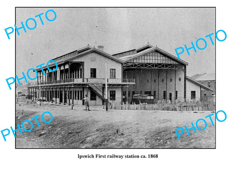 OLD LARGE PHOTO QLD, IPSWICH RAILWAY STATION c1868