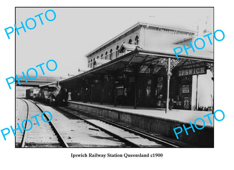 OLD LARGE PHOTO QLD, IPSWICH RAILWAY STATION c1900