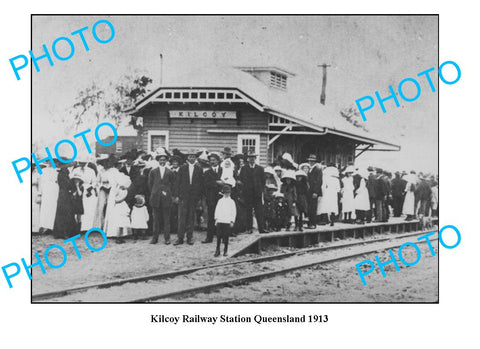 OLD LARGE PHOTO QLD, KILCOY RAILWAY STATION c1913