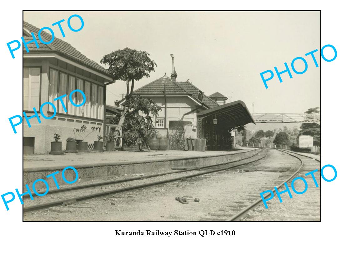 OLD LARGE PHOTO QLD, KURANDA RAILWAY STATION c1910