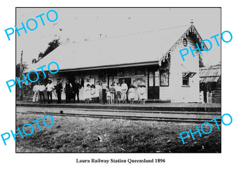 OLD LARGE PHOTO QUEENSLAND, LAURA RAILWAY STATION c1896