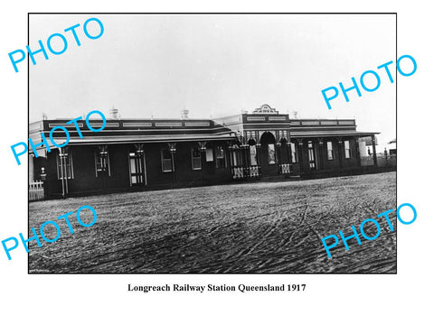 OLD LARGE PHOTO QUEENSLAND, LONGREACH RAILWAY STATION c1917