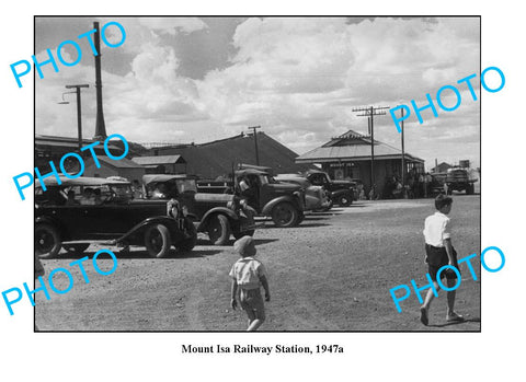 OLD LARGE PHOTO QUEENSLAND, MOUNT ISA RAILWAY STATION c1947 1