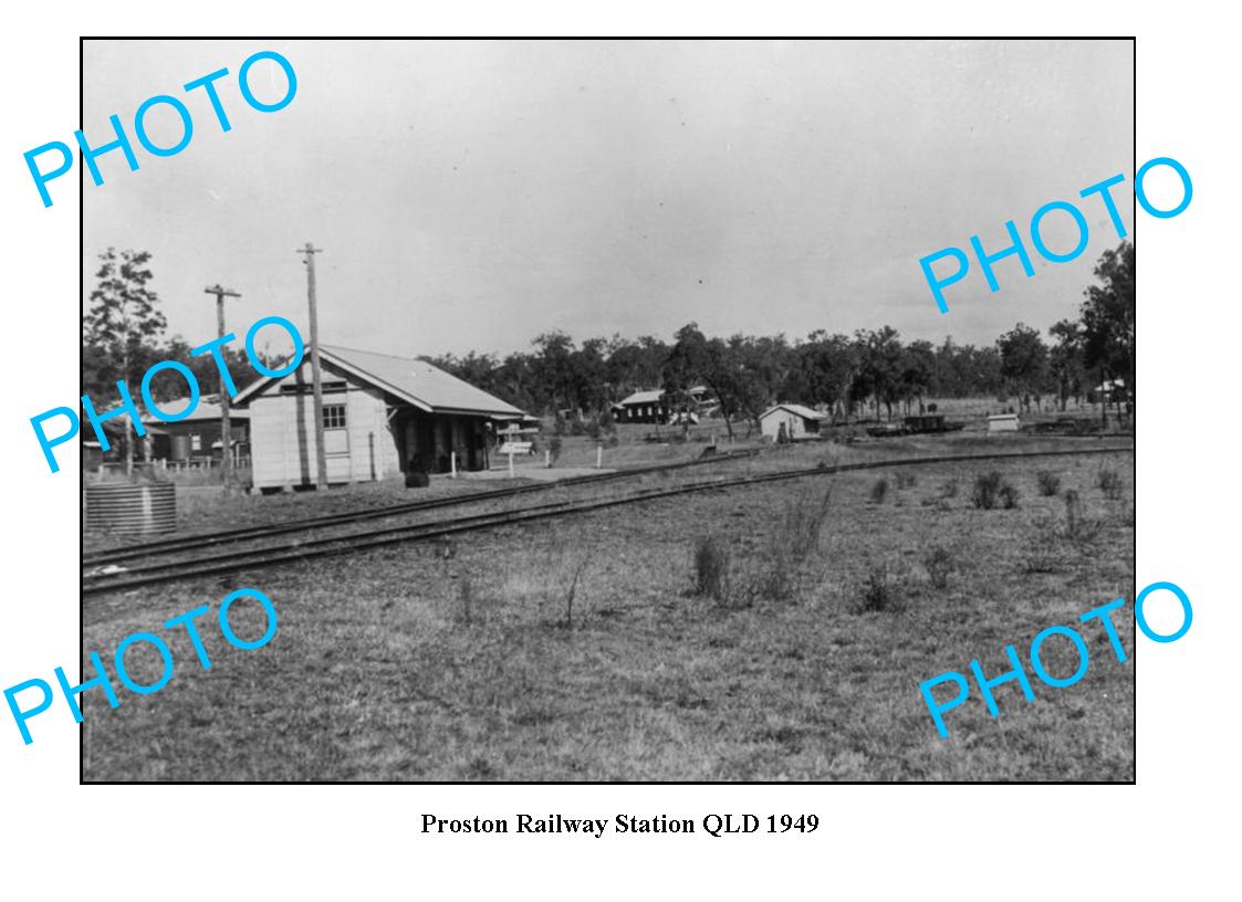 OLD LARGE PHOTO QUEENSLAND, PROSTON RAILWAY STATION c1949